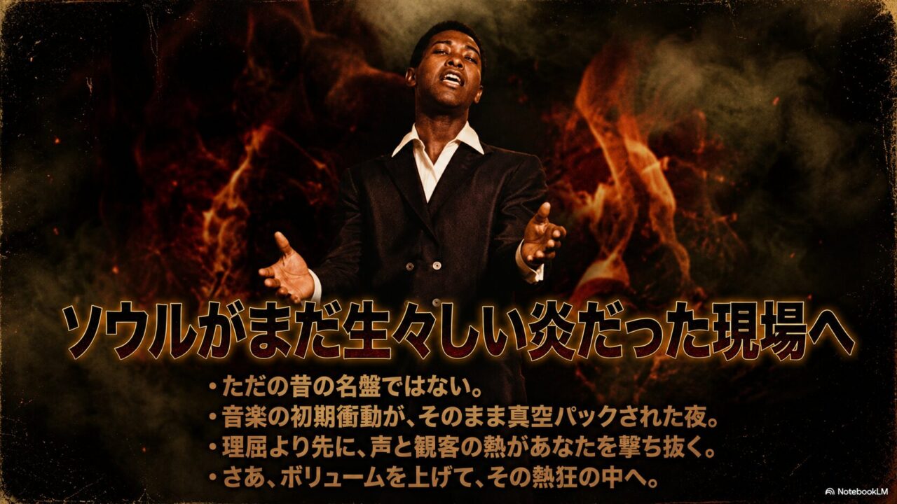 サム・クックの熱狂的ライブを象徴する締めくくりのイメージ