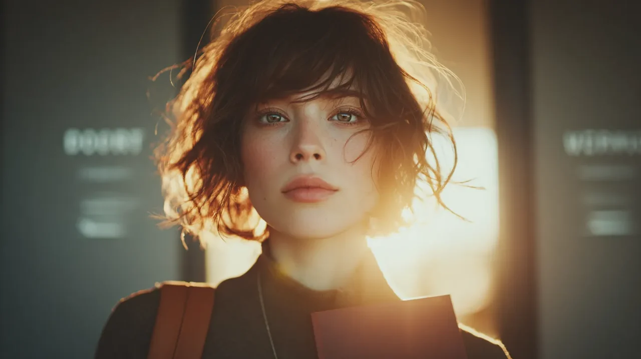 朝日を背に前を向き、原因整理と次の一手を決めようとする30代日本人女性のポートレート