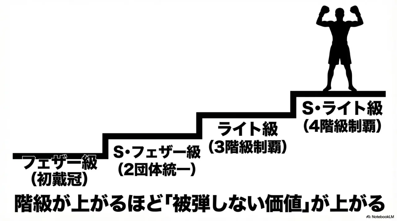 フェザー級からスーパーライト級までの階級遍歴