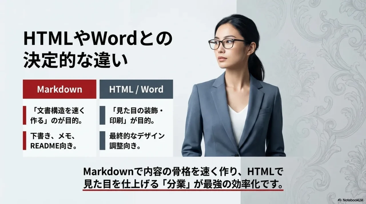 HTMLやWordとMarkdownの決定的な違い