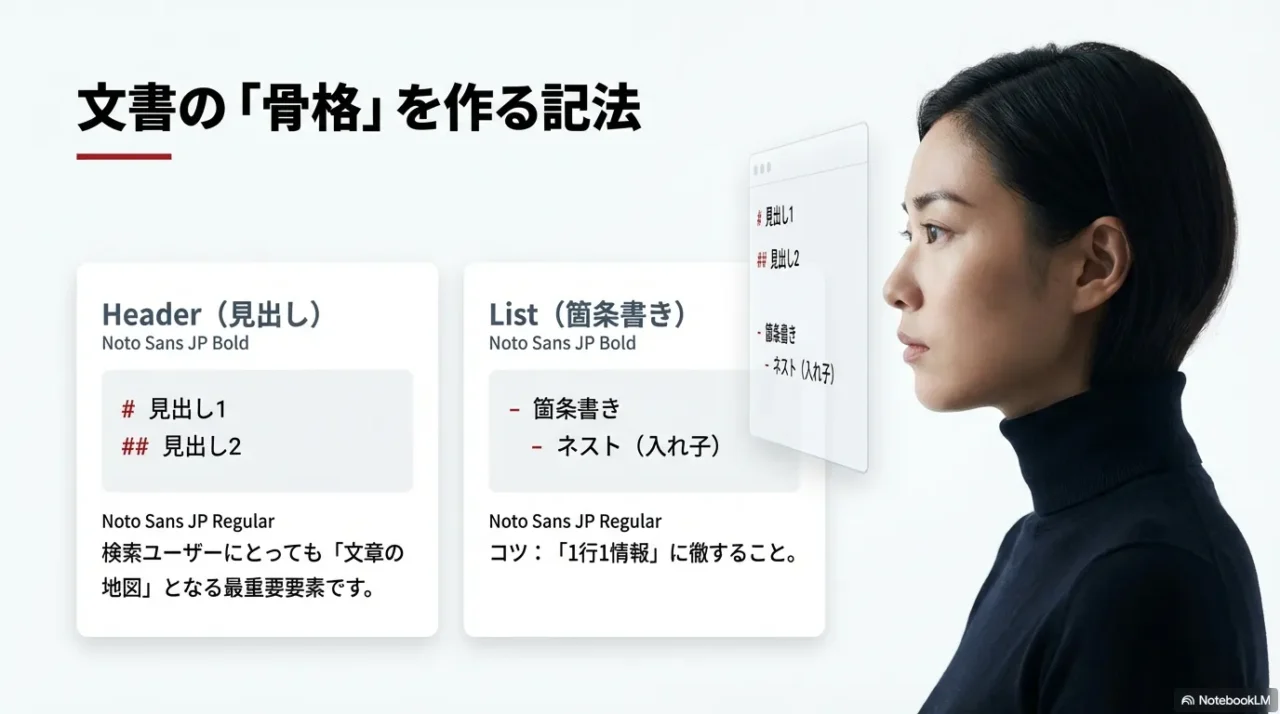 見出しと箇条書きで文書の骨格を作る例