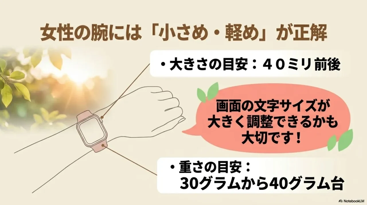 女性の手首に合う小さめで軽いスマートウォッチの選び方