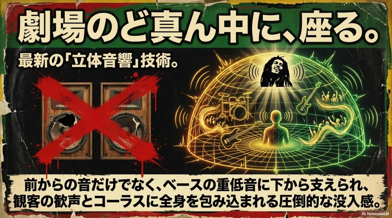 空間オーディオでライブ会場を再現するイメージ