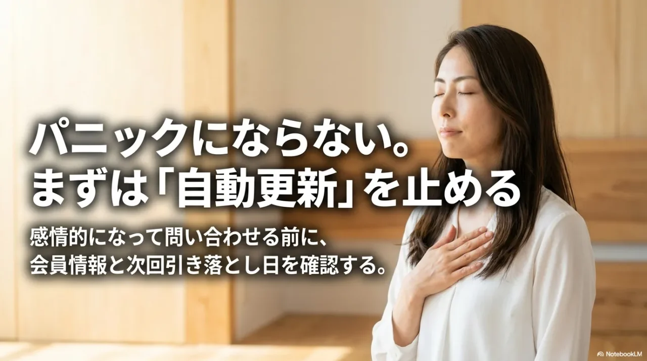 まず自動更新を止めることを促すイメージ