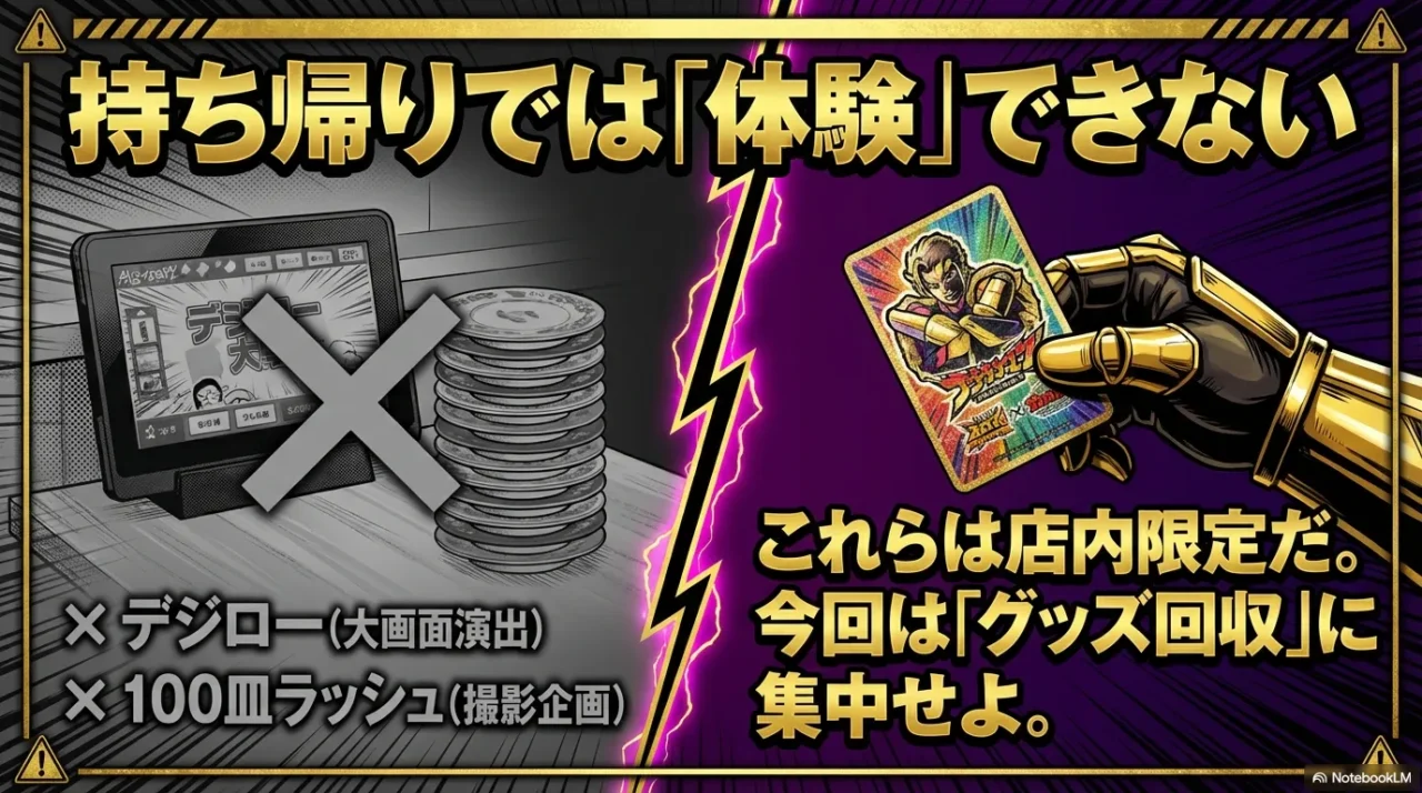 持ち帰りではデジローや100皿ラッシュは体験できないことを示す画像