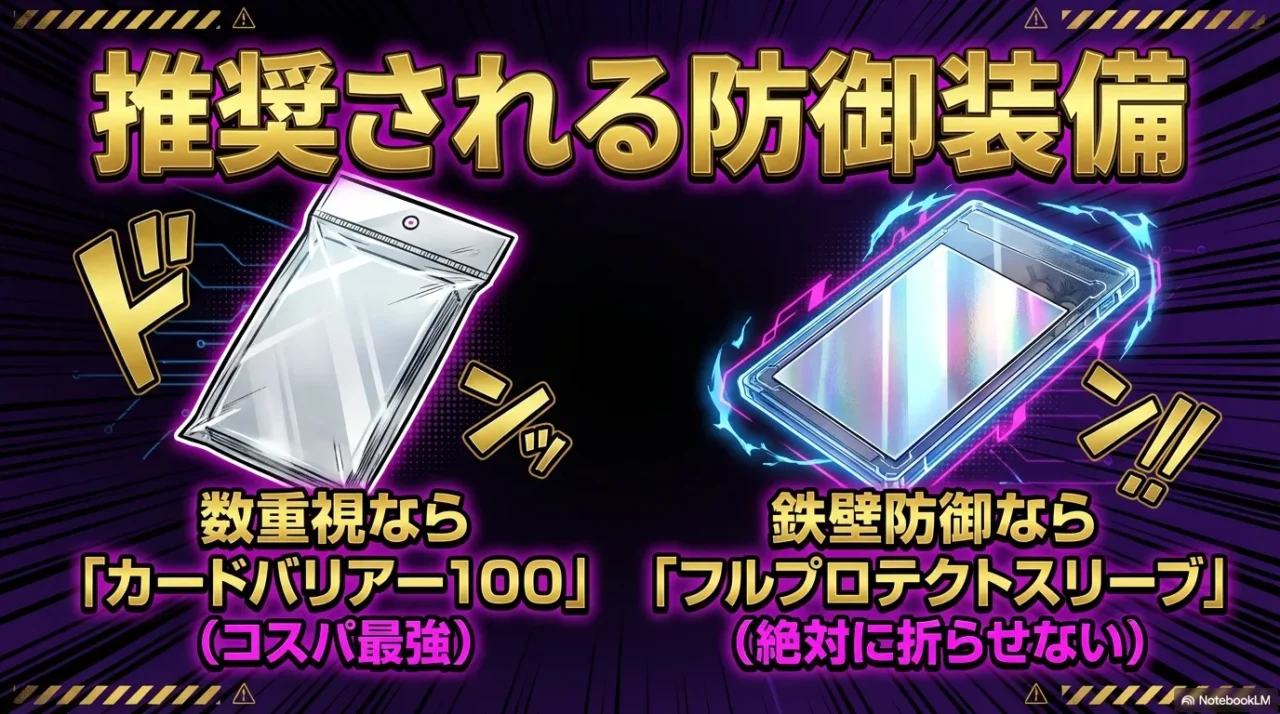 特典保護に役立つカードスリーブ類の選び方を示す画像