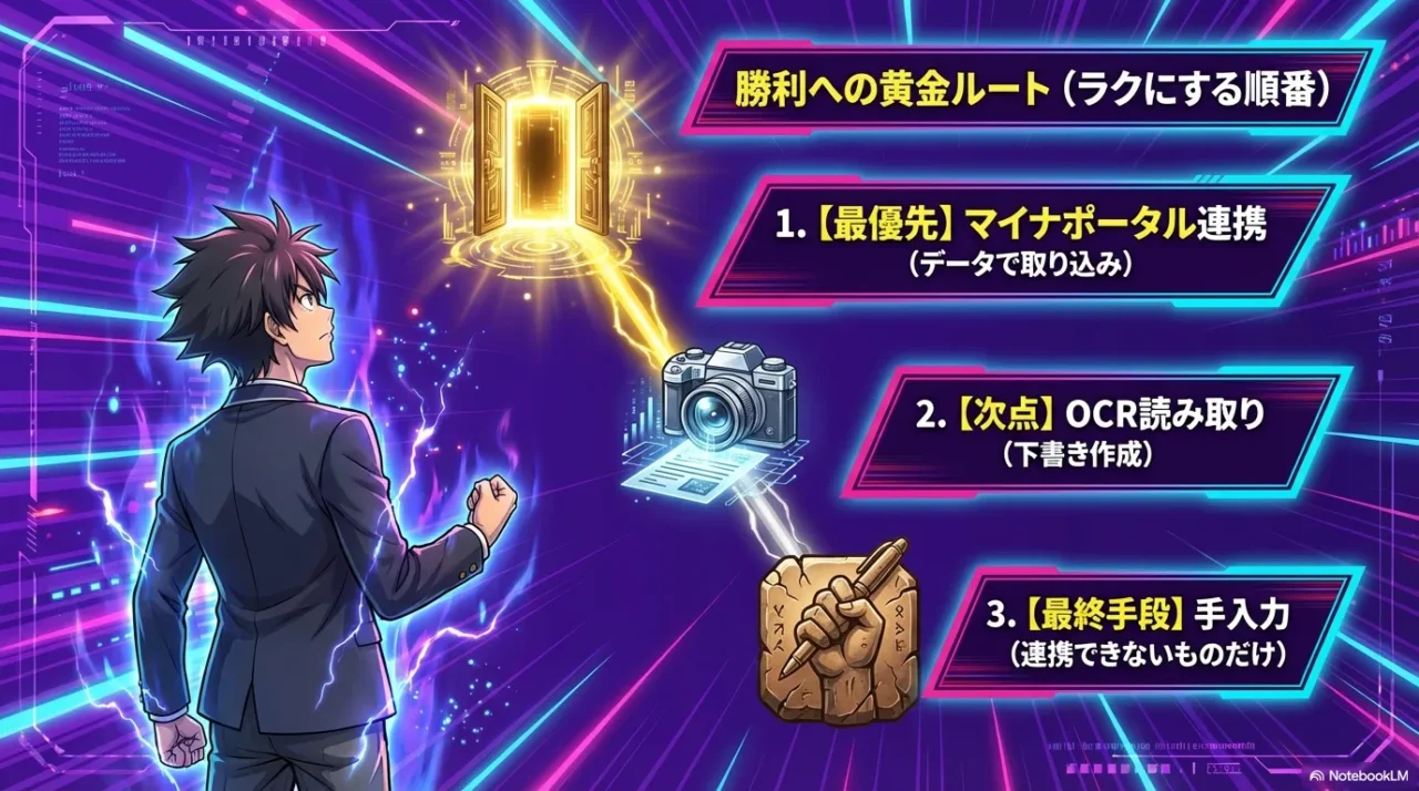 スマホ申告を楽にするための優先順位(連携、OCR、手入力)