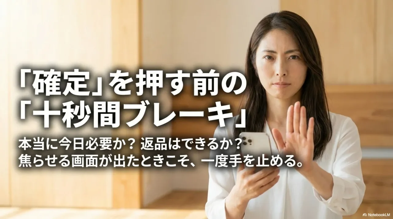 確定前に一度立ち止まることを示すイメージ