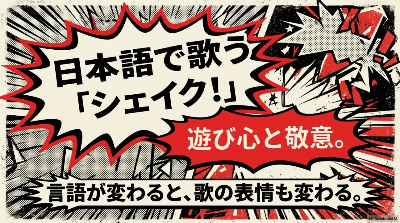 日本語で歌うシェイクの遊び心と敬意を表現したイラスト