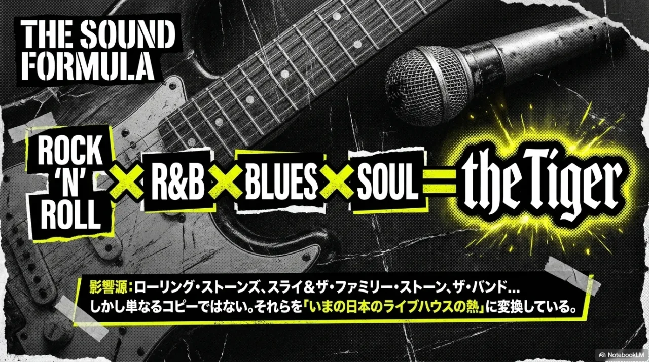 the Tigerの音楽性をロックンロールとR&Bとブルーズとソウルで表した画像
