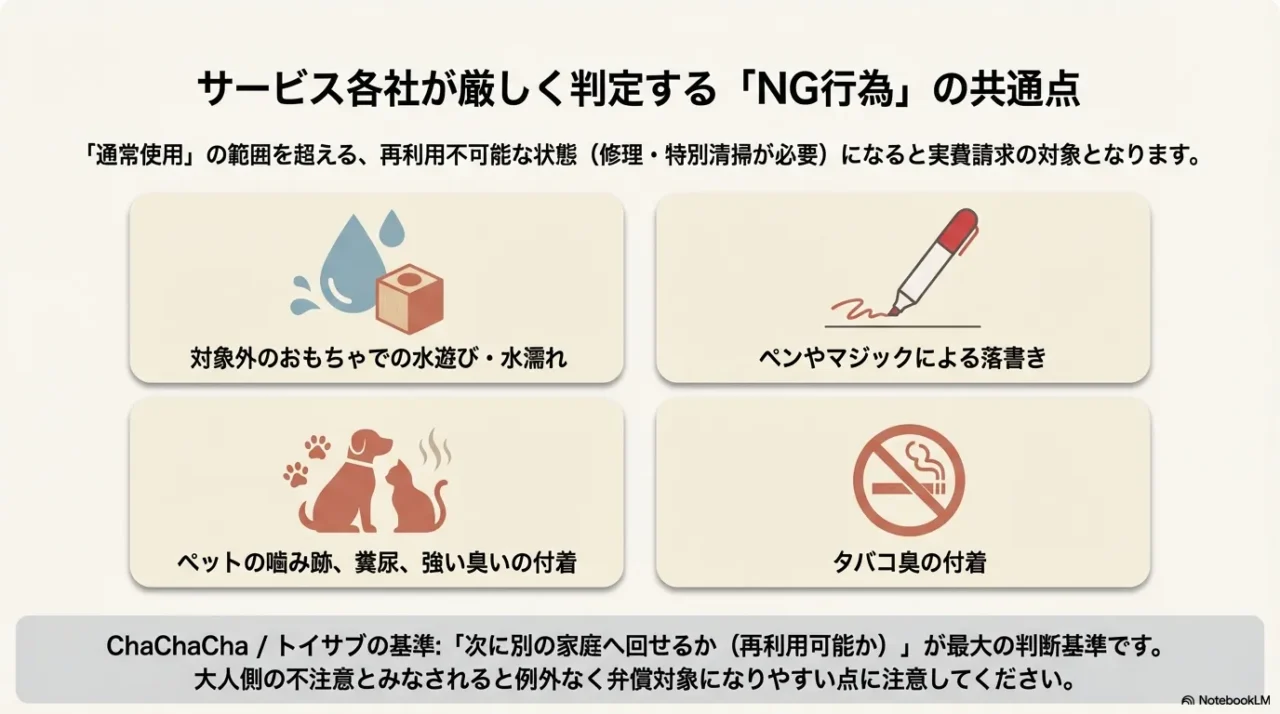 サブスクおもちゃで弁償対象になりやすいNG行為