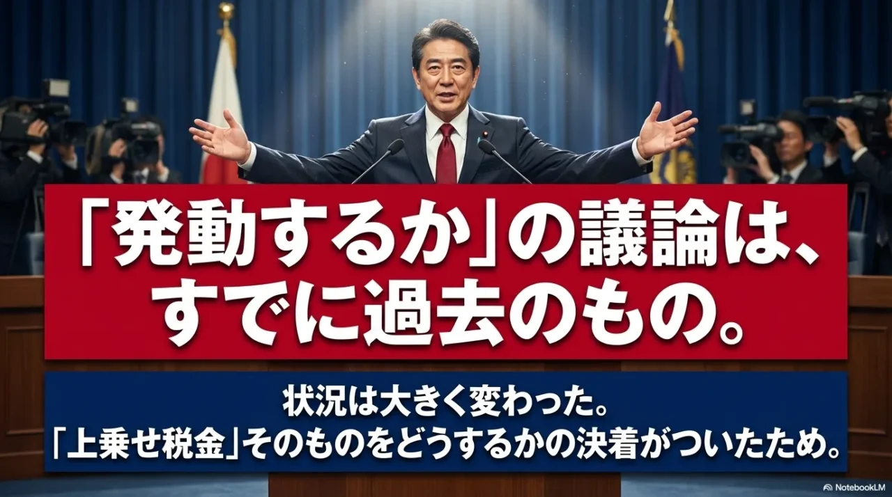 トリガー条項の発動議論が過去の論点になったことを示す画像