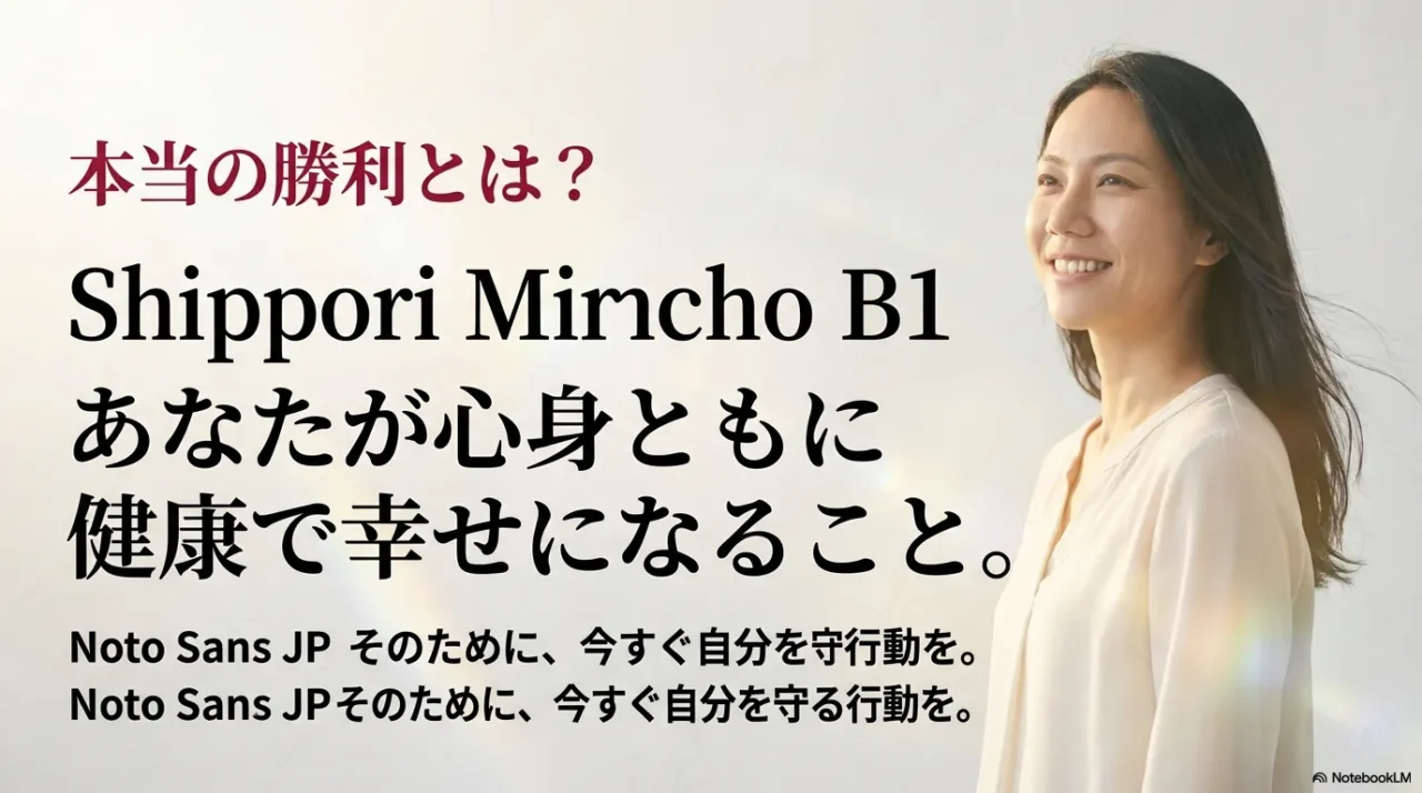 本当の勝利は心身の健康と幸せであることを示す締めのイメージ