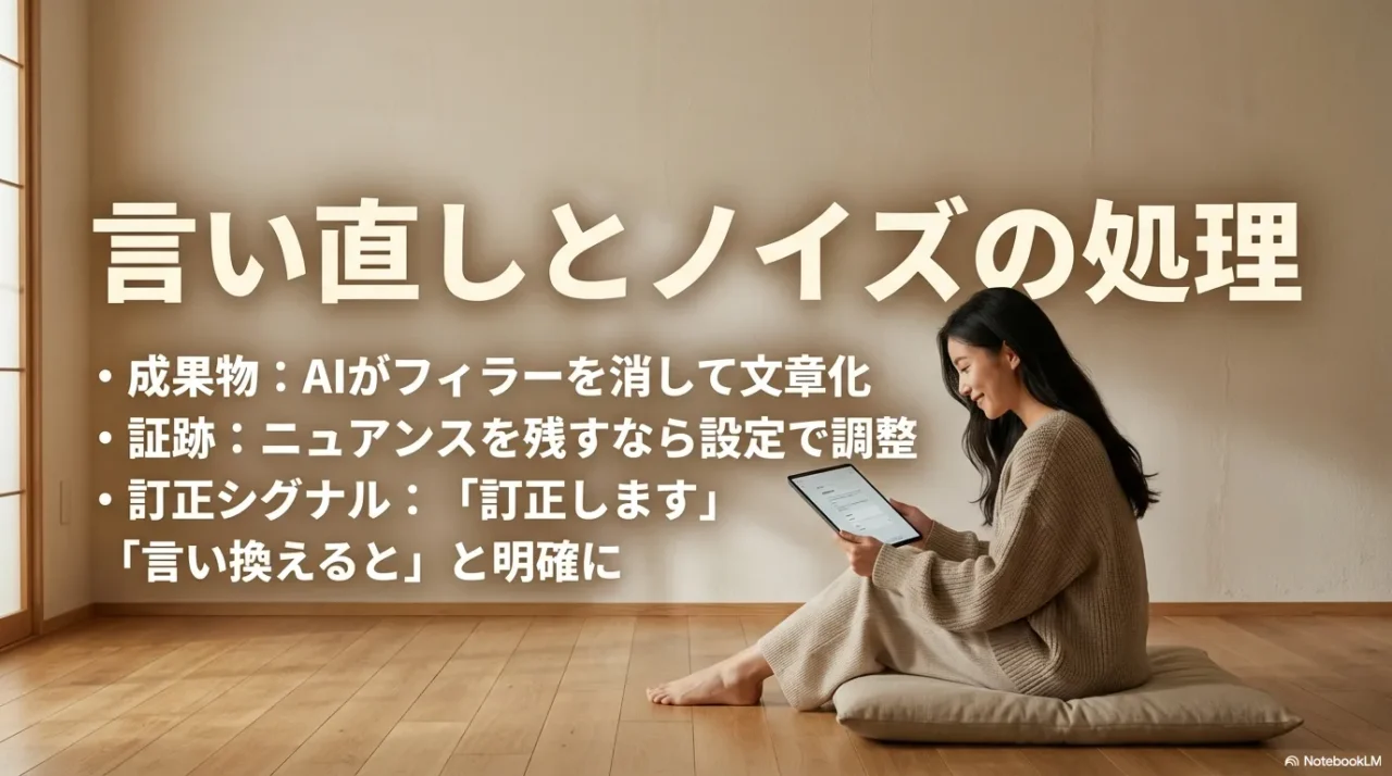 訂正しますなどの合図で言い直しを安定させるポイント画像