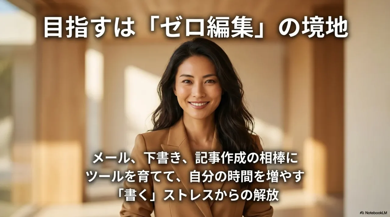 メールや下書き作成でゼロ編集を目指す結論を示す画像