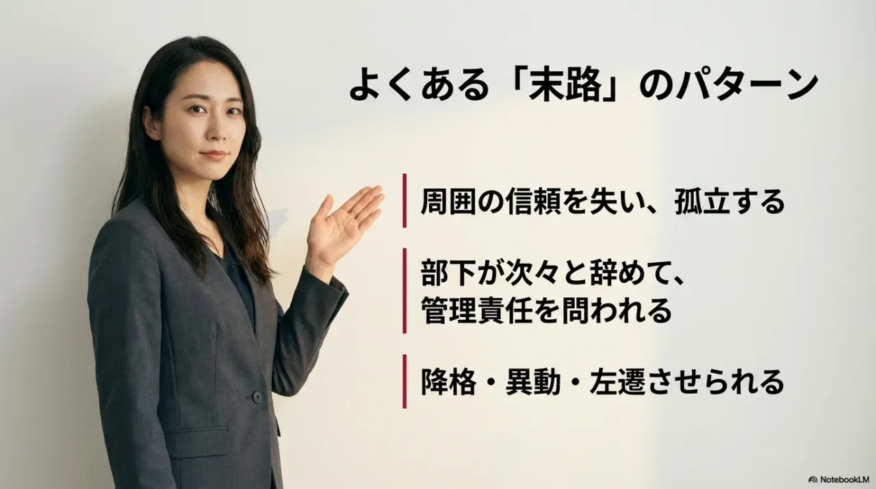 パワハラ加害者の末路によくあるパターンを整理したイメージ