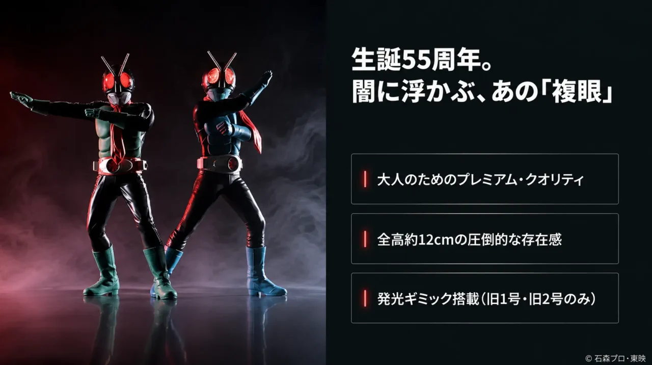 アルティメットルミナスプレミアム仮面ライダーの複眼発光やサイズ感などの特徴