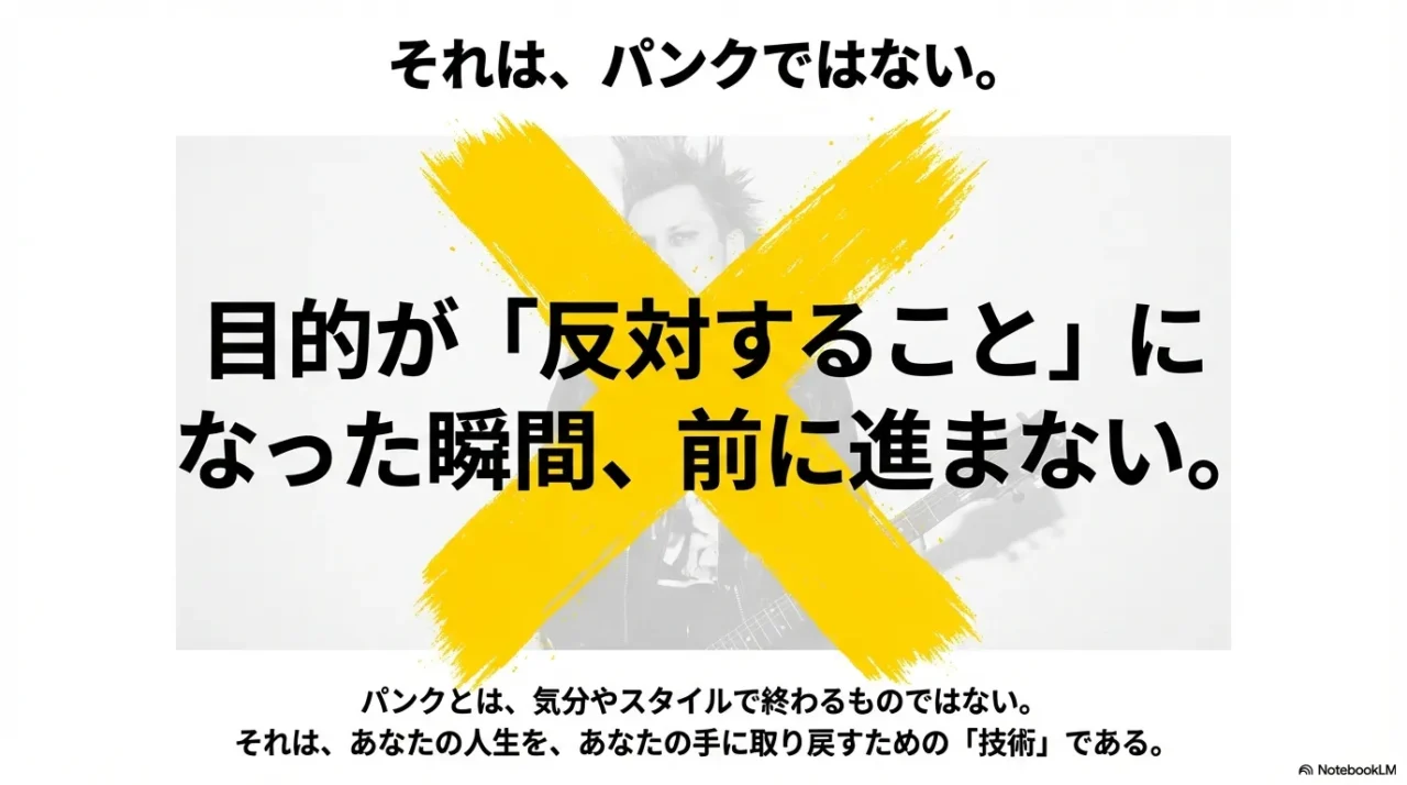 パンクは気分やスタイルではなく人生を手に取り戻すための技術であるというメッセージ