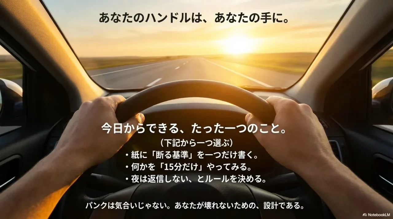 今日からできる3つの具体的な一歩（断る基準・15分挑戦・ルール決定）