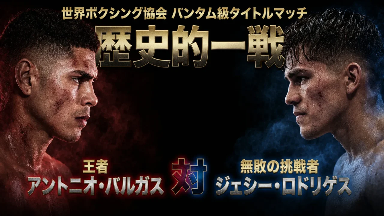 WBA世界バンタム級王者アントニオ・バルガスと無敗の挑戦者ジェシー・ロドリゲスが対峙する歴史的一戦の告知画像