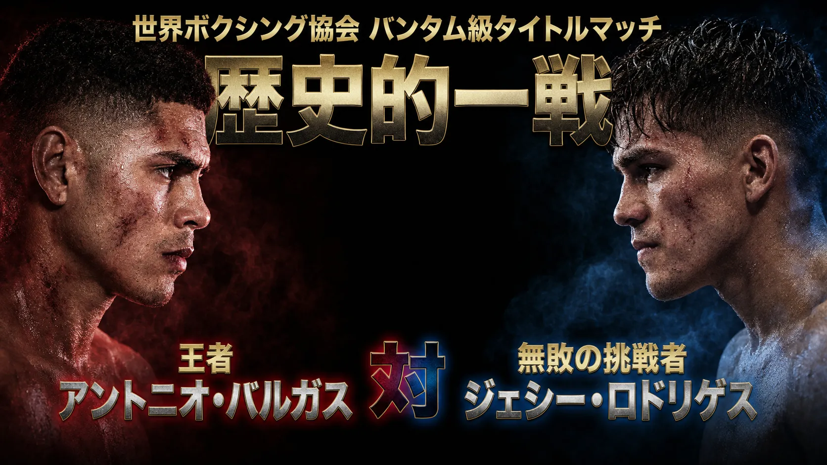 WBA世界バンタム級王者アントニオ・バルガスと無敗の挑戦者ジェシー・ロドリゲスが対峙する歴史的一戦の告知画像