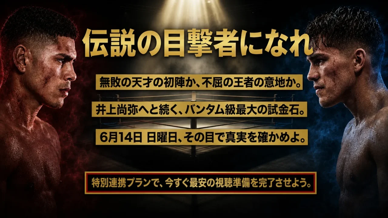 バルガスとロドリゲスのフェイスオフと6月14日の視聴準備を促す最終案内画像