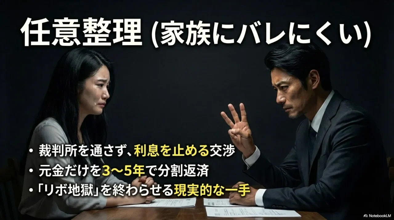 裁判所を通さず利息を止める交渉を行い、元金を分割返済する任意整理の解説