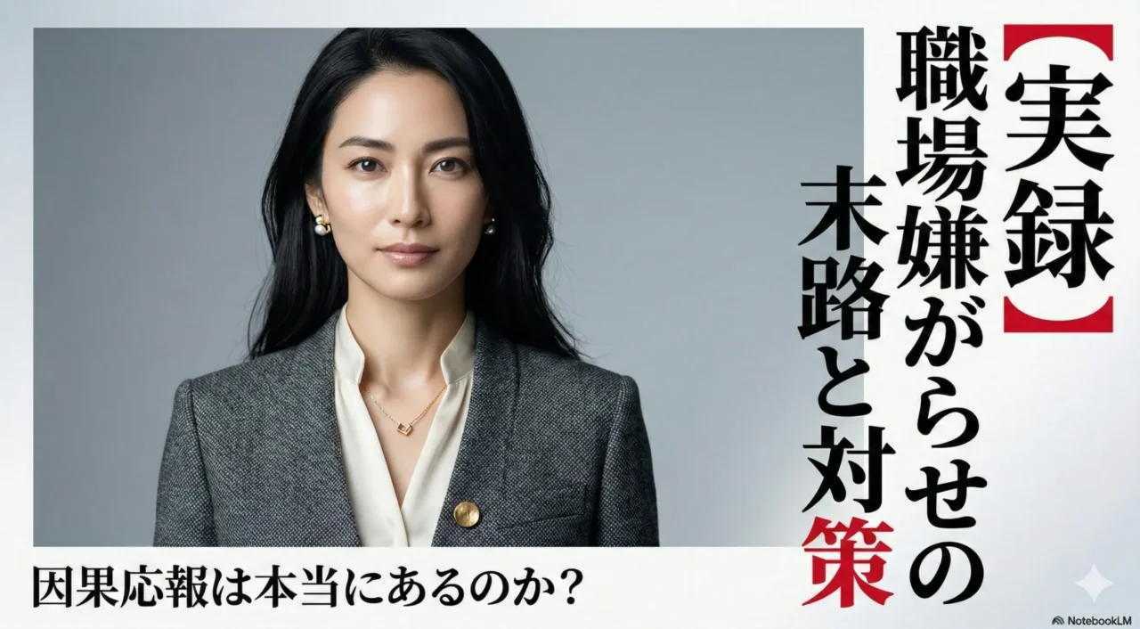 因果応報の実体験と職場嫌がらせの末路を示す表紙イメージ