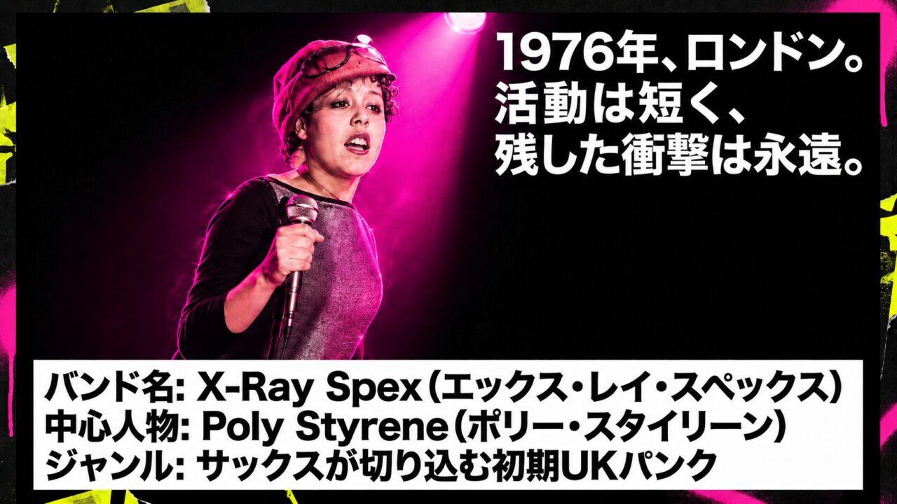 1976年ロンドンで結成されたXレイスペックスの基本情報をまとめた画像