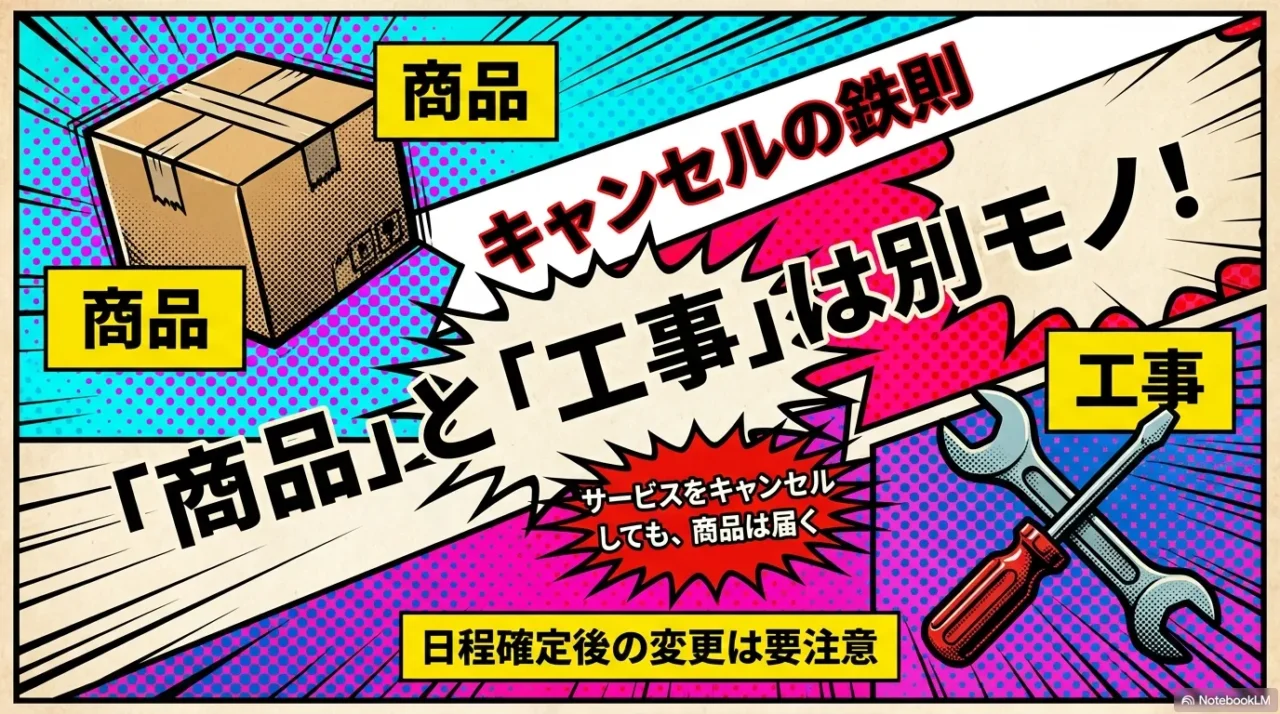 商品と工事は別扱いになるキャンセルの注意