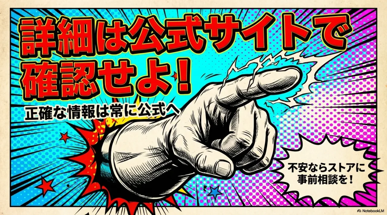 正確な情報は公式サイトで確認する注意喚起