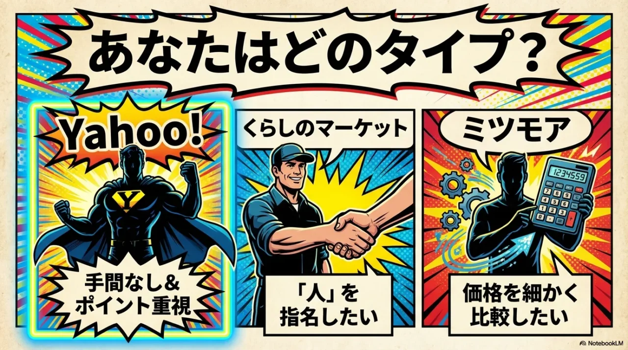 Yahooとくらしのマーケットとミツモアの向き不向き